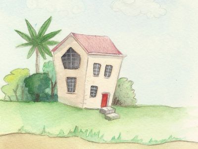 A watercolour painting of a house